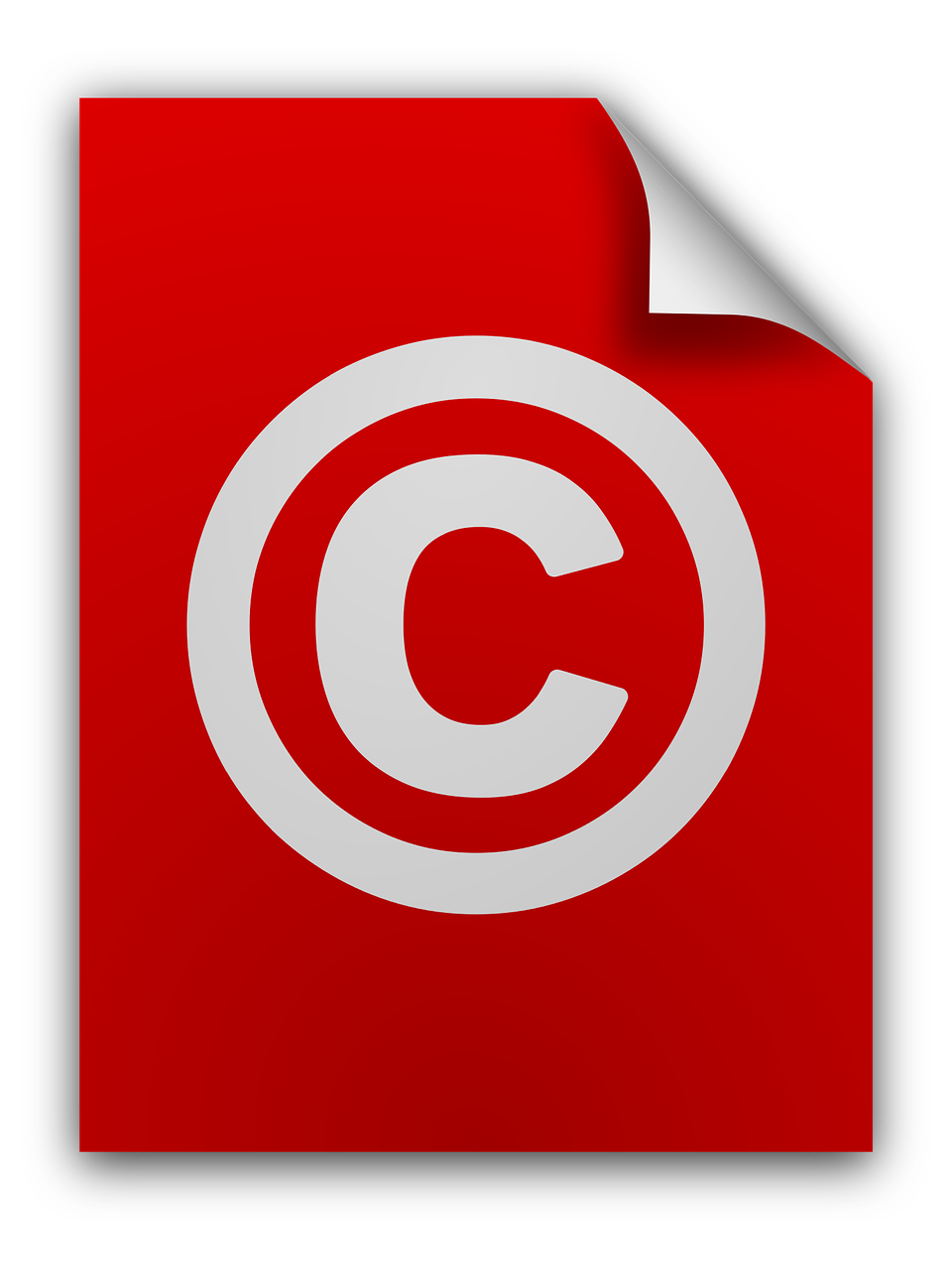 red background, white copyright symbol--c with a circle around it.